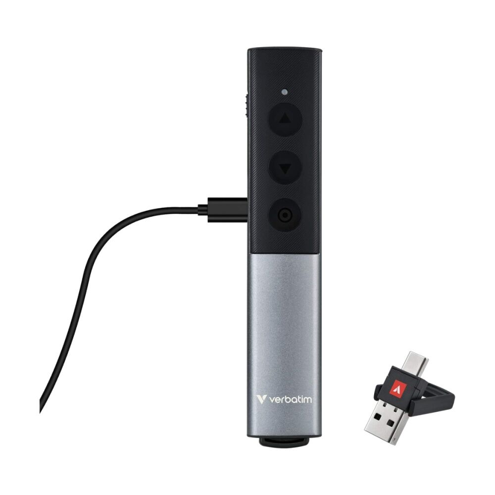 Verbatim Wireless Presenter Laser W/ USB-A & USB-C Receiver Aluminium Alloy