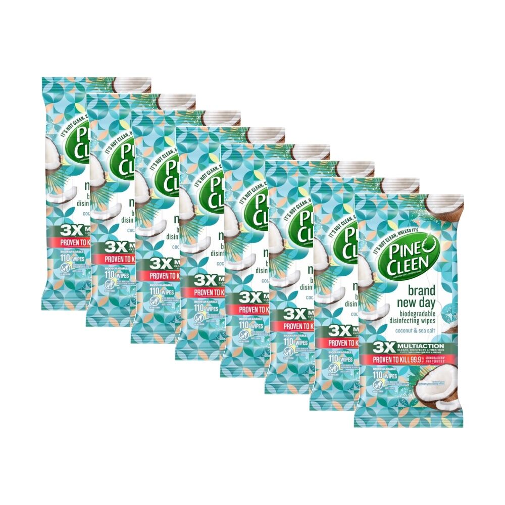 8x 110pc Pine O Cleen Wipes Disinfecting Coconut And Sea Salt Cleaning Pack