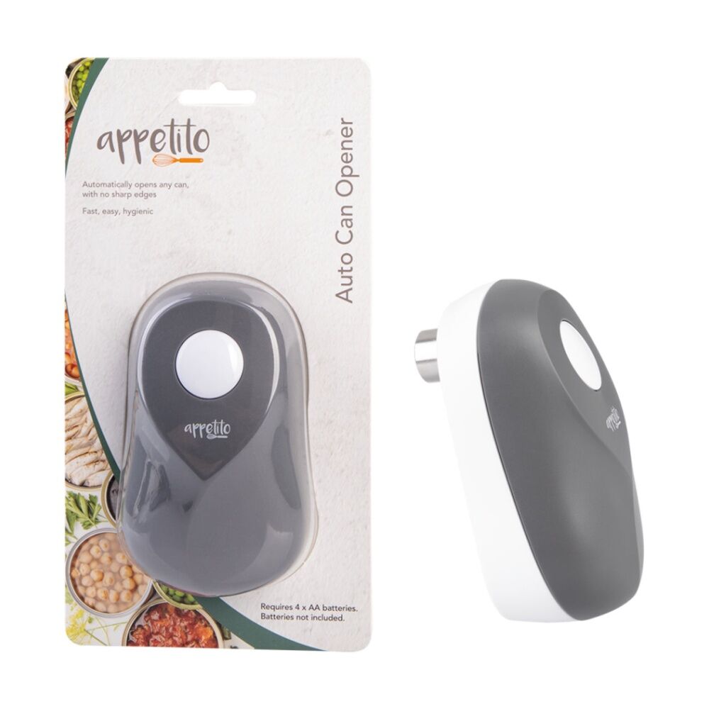 2x Appetito Auto Safety Can Opener Fast Easy Kitchen Tool Utensil Charcoal/White