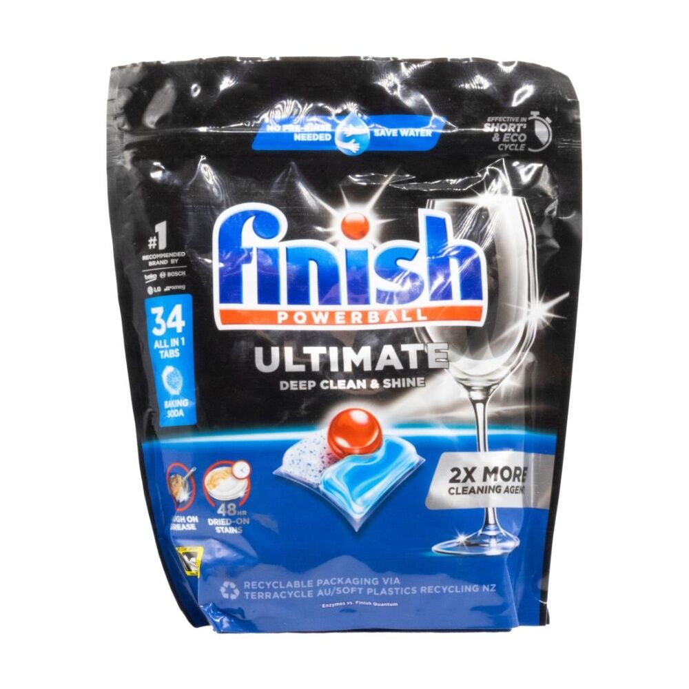 3x 34pc Finish Powerball Ultimate Deep Clean & Shine Dishwasher Tabs Baking Soda