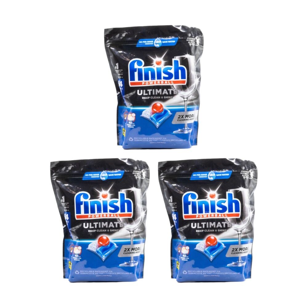 3x 34pc Finish Powerball Ultimate Deep Clean & Shine Dishwasher Tablets Fresh