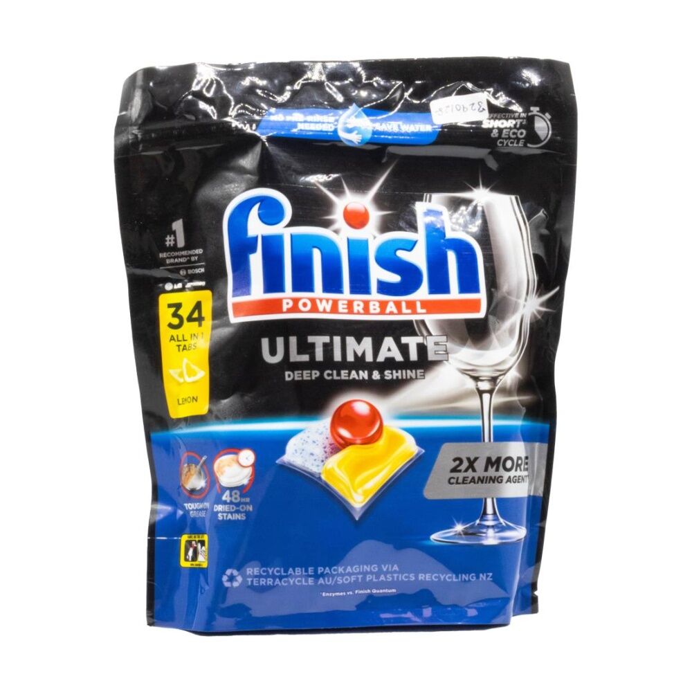 3x 34pc Finish Powerball Ultimate Deep Clean & Shine Dishwasher Tablets Lemon