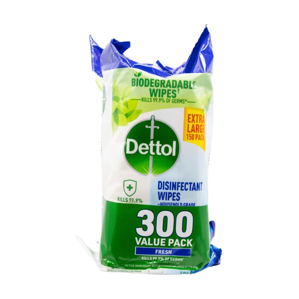4x 300pc Dettol Fresh Biodegradable Multipurpose Disinfectant Wipes Extra-Large