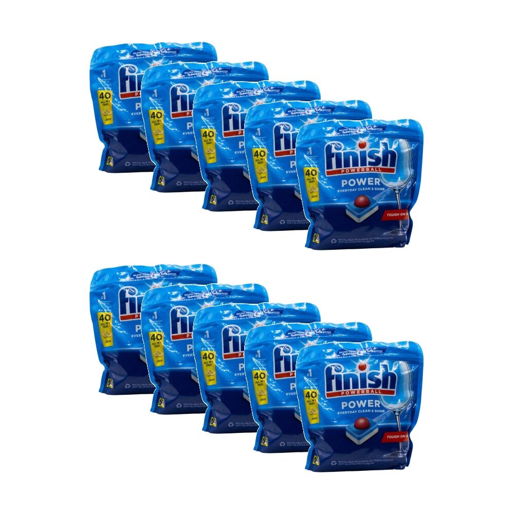 10x 40pc Finish Powerball Power All In 1 Clean Dishwasher Tabs Lemon Scent