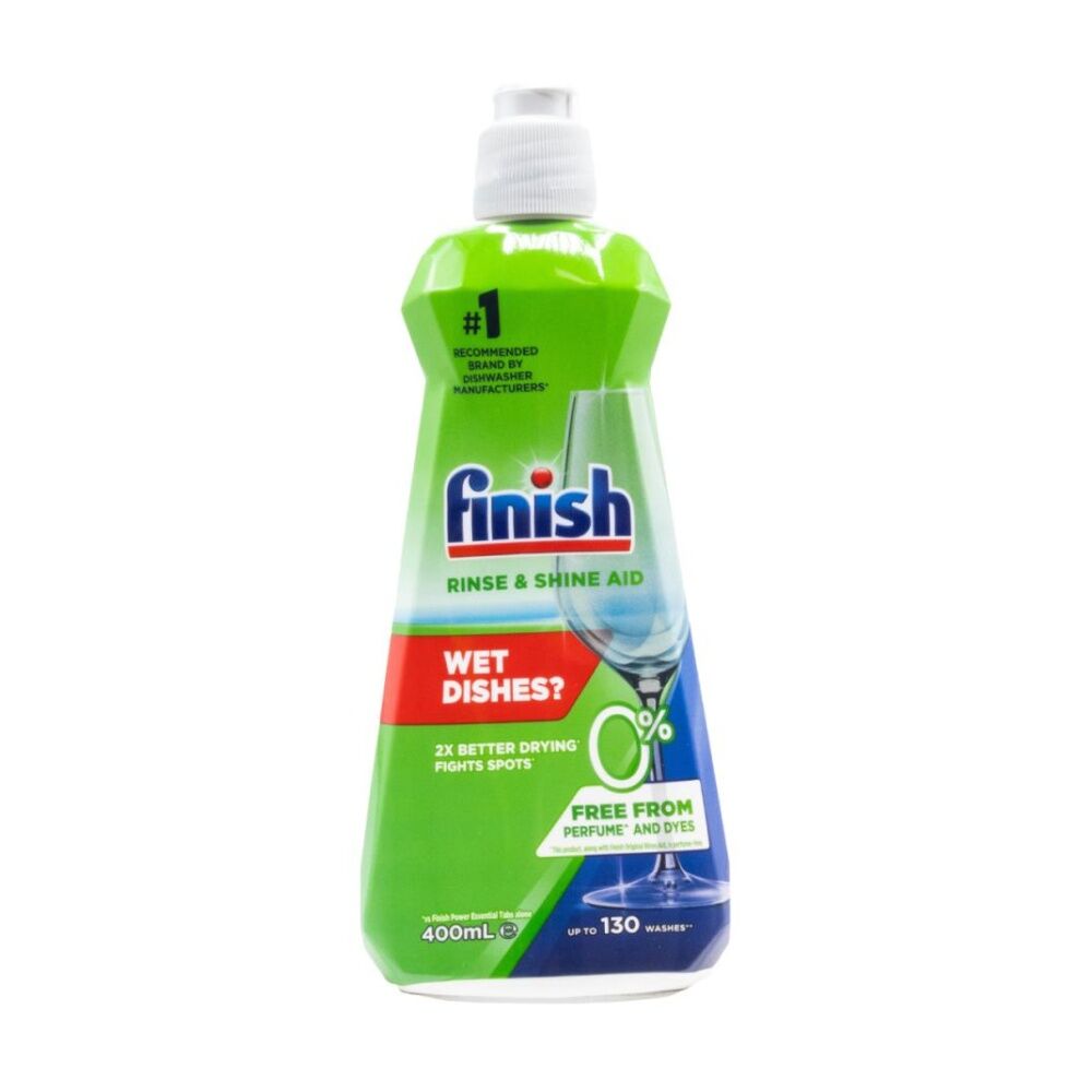 6PK Finish 0% Dishwasher Rinse & Shine Aid Liquid Unscented 400ml