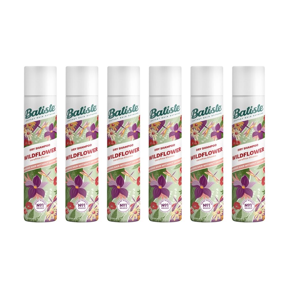6PK Batiste Dry Shampoo Wildflower Carefree Blooms Scent Hair Care 200mL