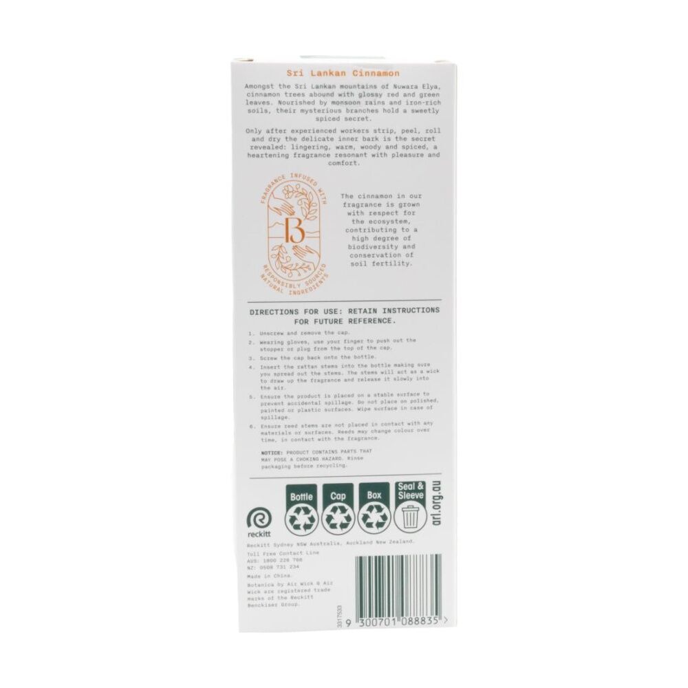 2PK Air Wick Botanica Origins Reed Diffuser 85ml Sri Lankan Cinnamon