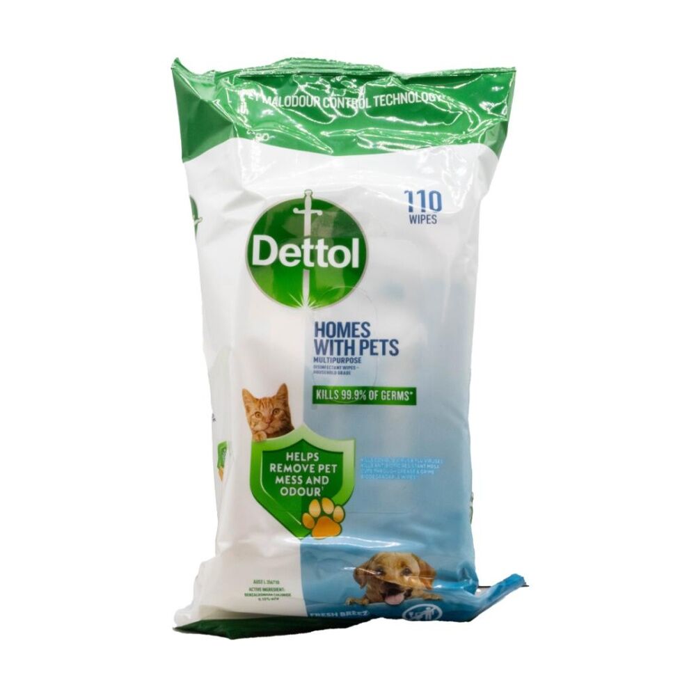 8x 110pc Dettol Homes W/ Pets Multipurpose Disinfectant Wipes Fresh Breeze