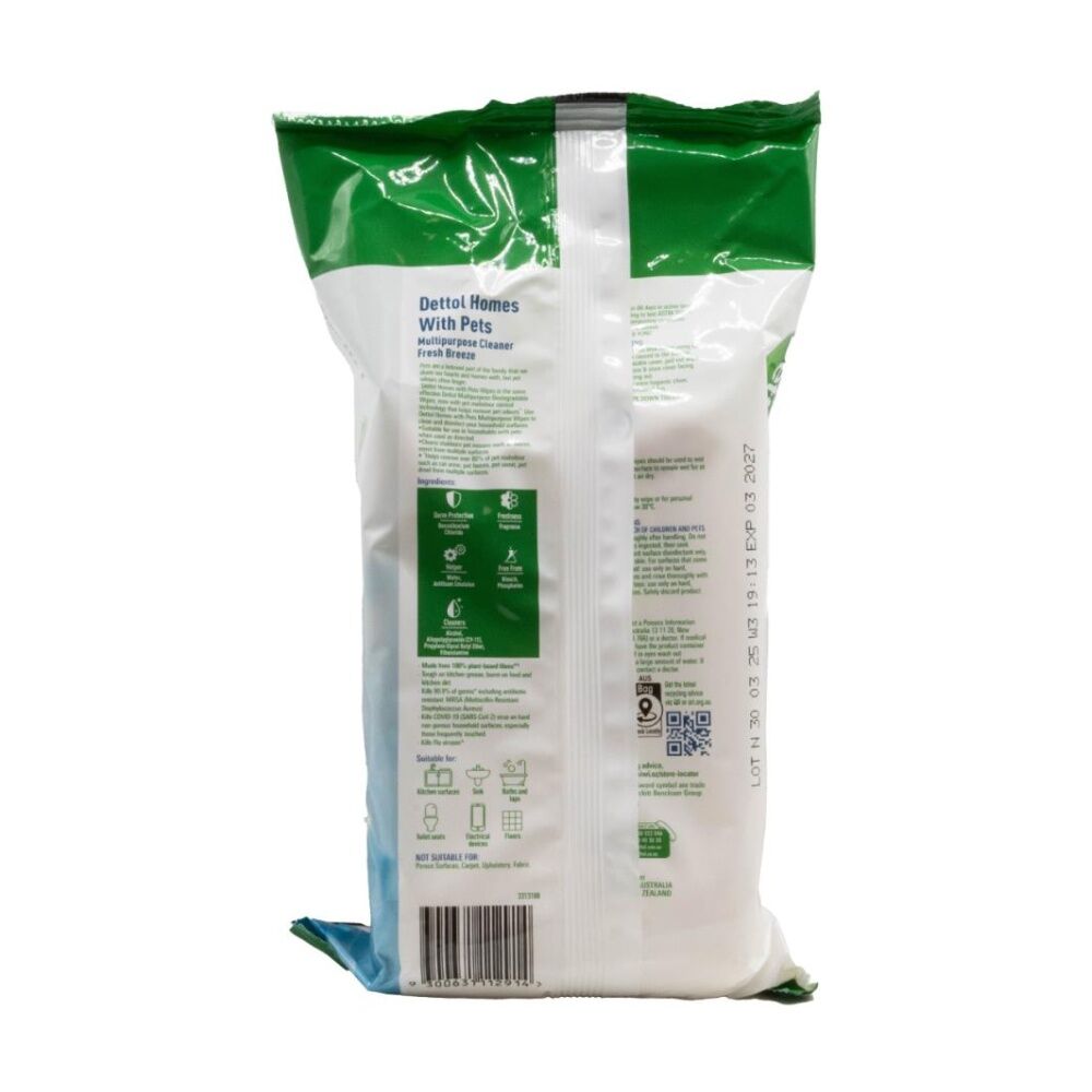 8x 110pc Dettol Homes W/ Pets Multipurpose Disinfectant Wipes Fresh Breeze