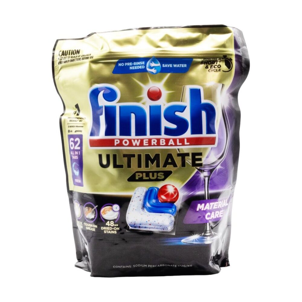 3x 62pc Finish Dishwasher Tablets Powerball Ultimate Plus Fresh Material Care