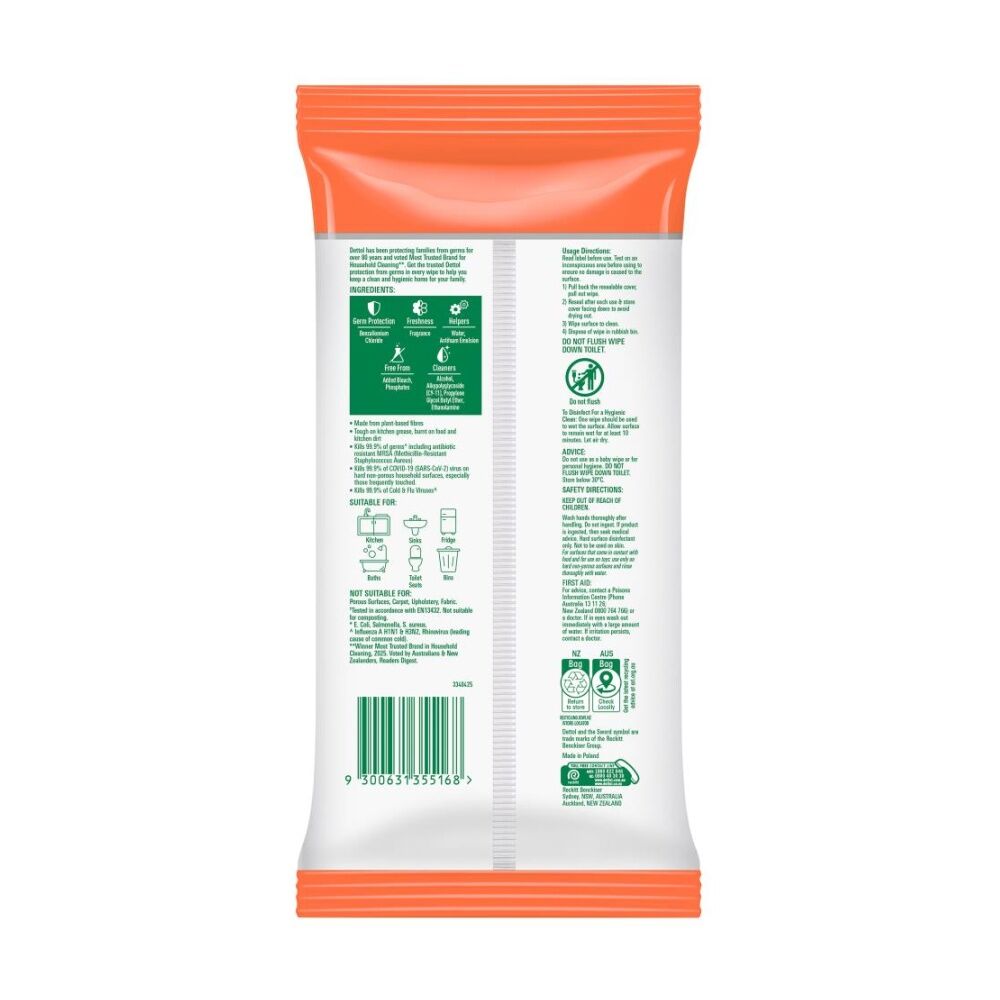 4x 100pc Dettol Wipes Multipurpose Thicker And 2x Stronger Tropical Burst