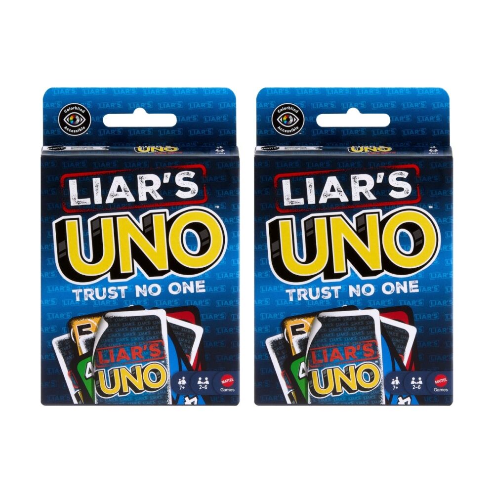 2PK Mattel UNO Liars Kids/Family Bluffing Strategy Travel/Party Card Game 7y+