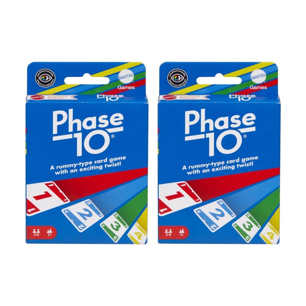 2PK Mattel Phase 10 Rummy-Style Kids/Family Travel/Party Card Game 7y+