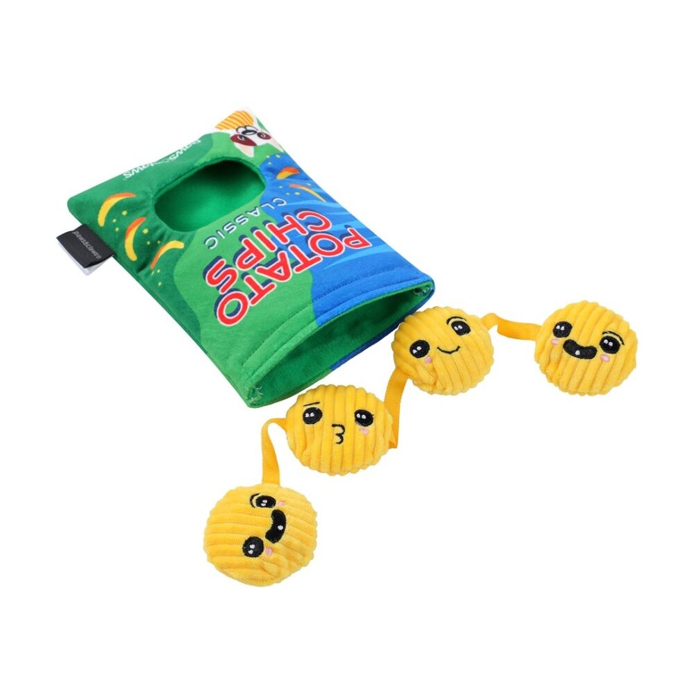 3x Paws And Claws Snack Surprise Potato Chips Plush Dog Pet Toy 20x14.5x5cm