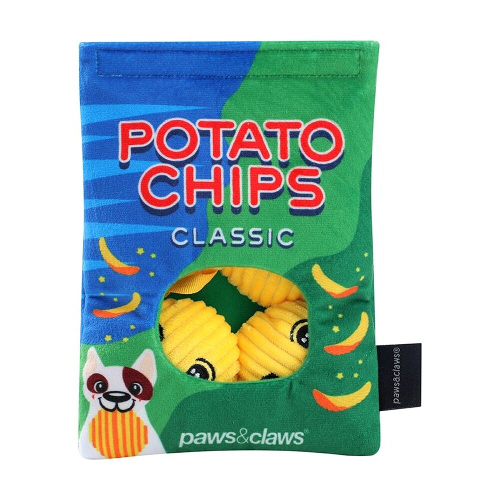 3x Paws And Claws Snack Surprise Potato Chips Plush Dog Pet Toy 20x14.5x5cm