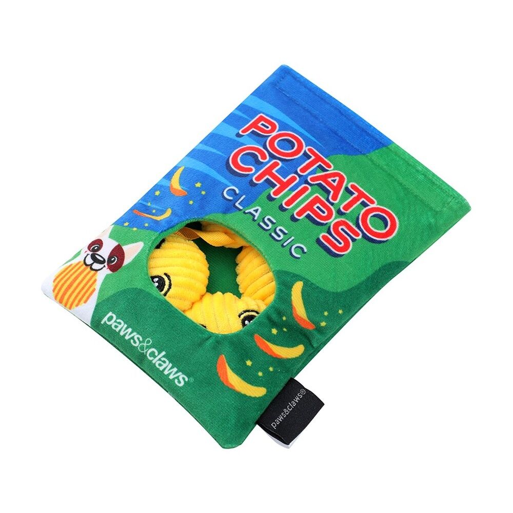 3x Paws And Claws Snack Surprise Potato Chips Plush Dog Pet Toy 20x14.5x5cm