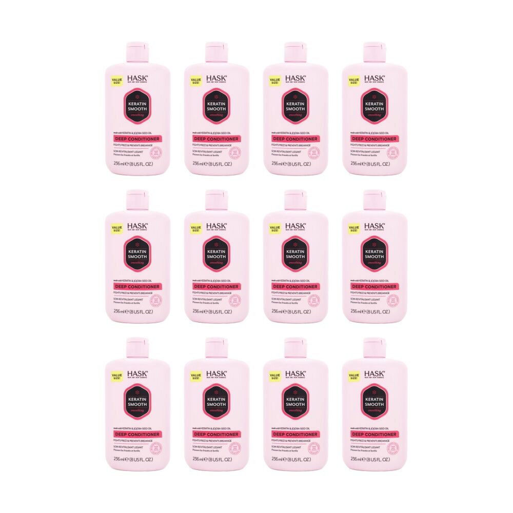 12PK Hask Deep Conditioner Keratin Smooth Fights Frizz Prevents Breakage 236ml