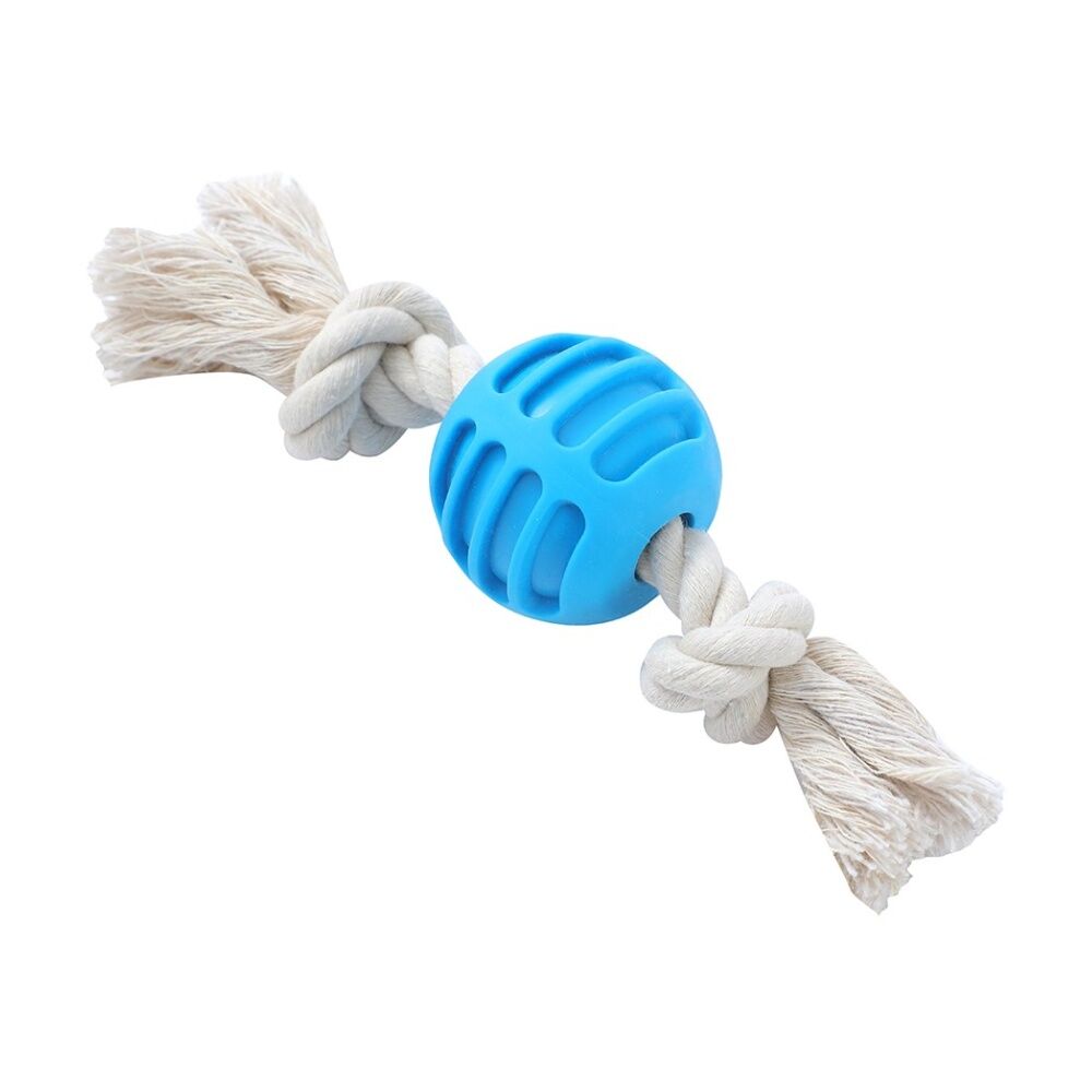 12x Paws And Claws TPR Ball & Rope Dog Pet Chew Toy 22x6x1.5cm Assorted