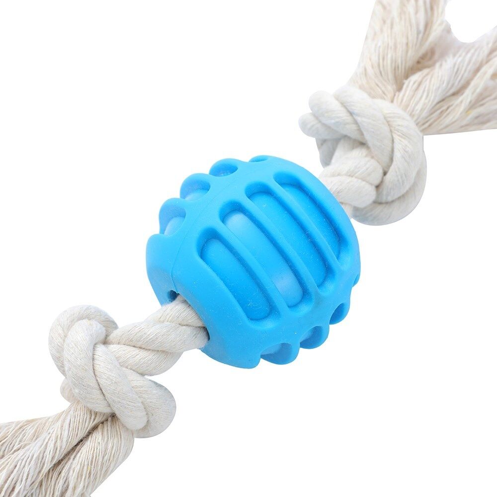 12x Paws And Claws TPR Ball & Rope Dog Pet Chew Toy 22x6x1.5cm Assorted