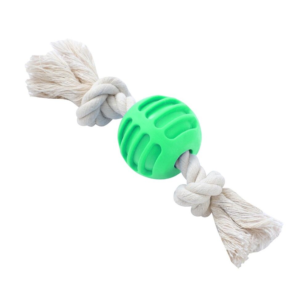 12x Paws And Claws TPR Ball & Rope Dog Pet Chew Toy 22x6x1.5cm Assorted