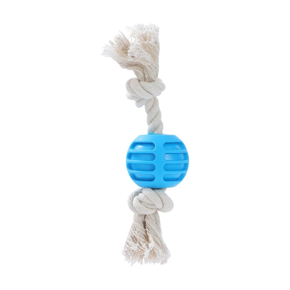 12x Paws And Claws TPR Ball & Rope Dog Pet Chew Toy 22x6x1.5cm Assorted
