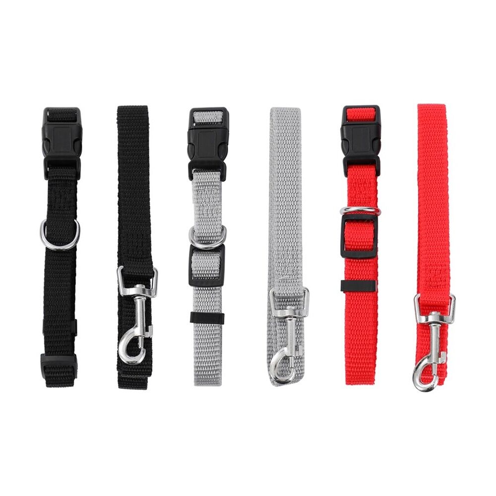 6x Paws And Claws Essentials Dog Collar & Lead Set Medium 30-50cm 120x1.5cm Asstd