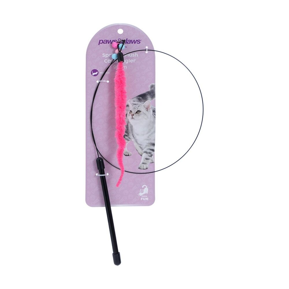 6x Paws And Claws Springy Plush Dangler Flexible Rod Interactive Cat Toy Asstd