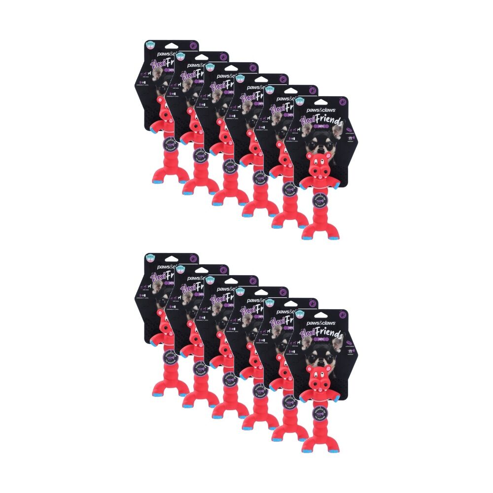 12x Paws And Claws Flexible Friends Animals Squeaky Latex Pet Dog Chew Toy Asstd