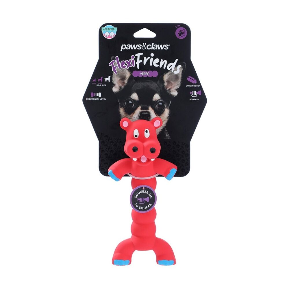 12x Paws And Claws Flexible Friends Animals Squeaky Latex Pet Dog Chew Toy Asstd