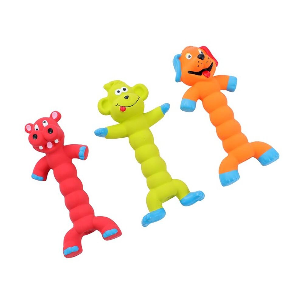 12x Paws And Claws Flexible Friends Animals Squeaky Latex Pet Dog Chew Toy Asstd