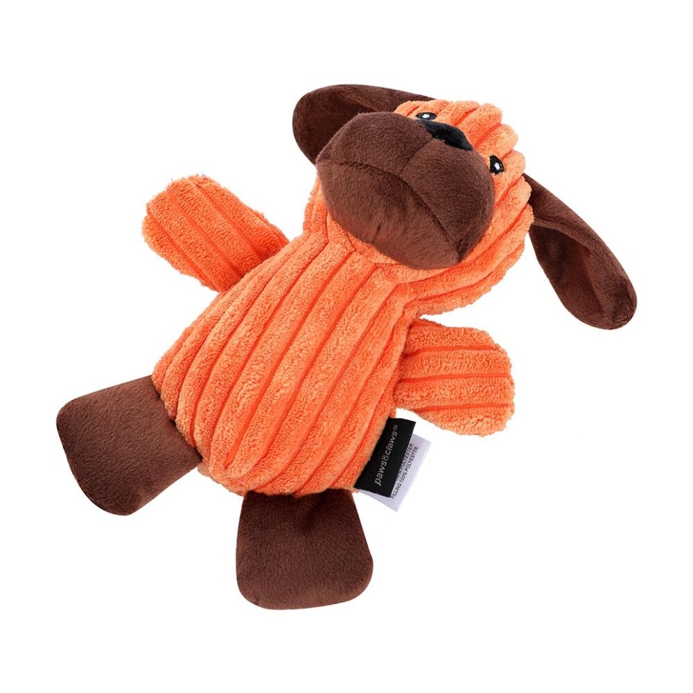 12x Paws And Claws Plush Corduroy Animals Pet Dog Chew/Cuddle Squeaker Toy Assorted