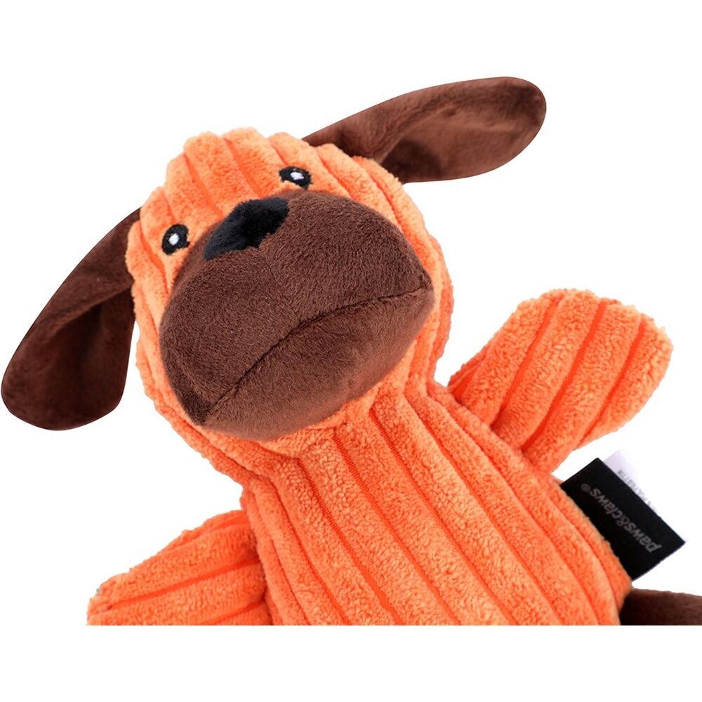 12x Paws And Claws Plush Corduroy Animals Pet Dog Chew/Cuddle Squeaker Toy Assorted