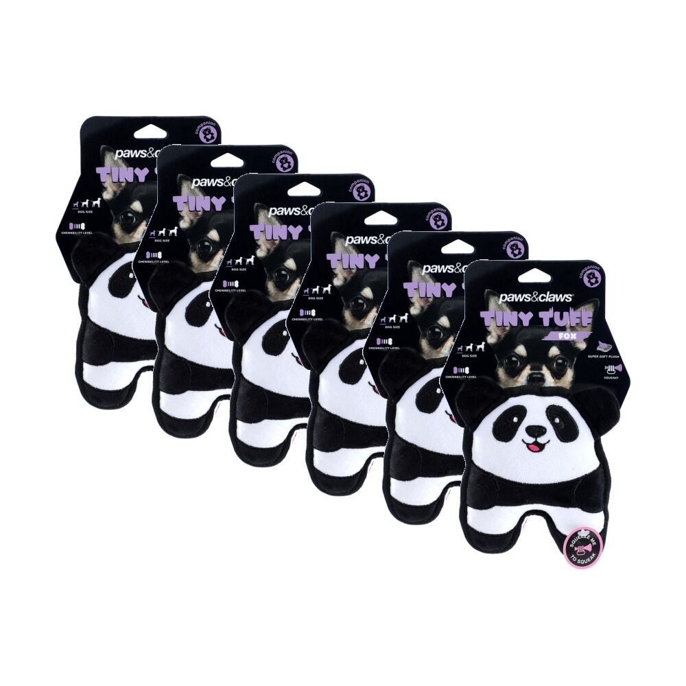 6x Paws And Claws Tiny Tuff Plush Squeaky Animals Pet Dog Chew/Cuddle Toy Assorted