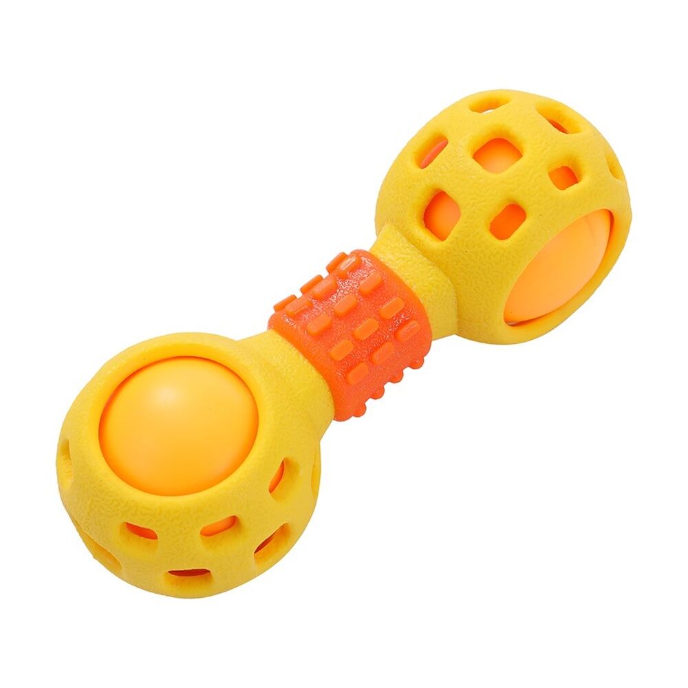 12x Paws And Claws Multi-Function Dumbell Pet Dog Chew Toy W/ Squeaky Ball Assorted