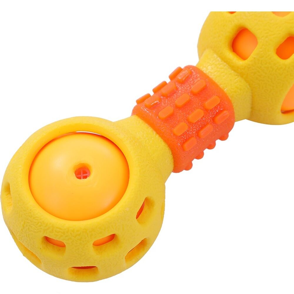 12x Paws And Claws Multi-Function Dumbell Pet Dog Chew Toy W/ Squeaky Ball Assorted