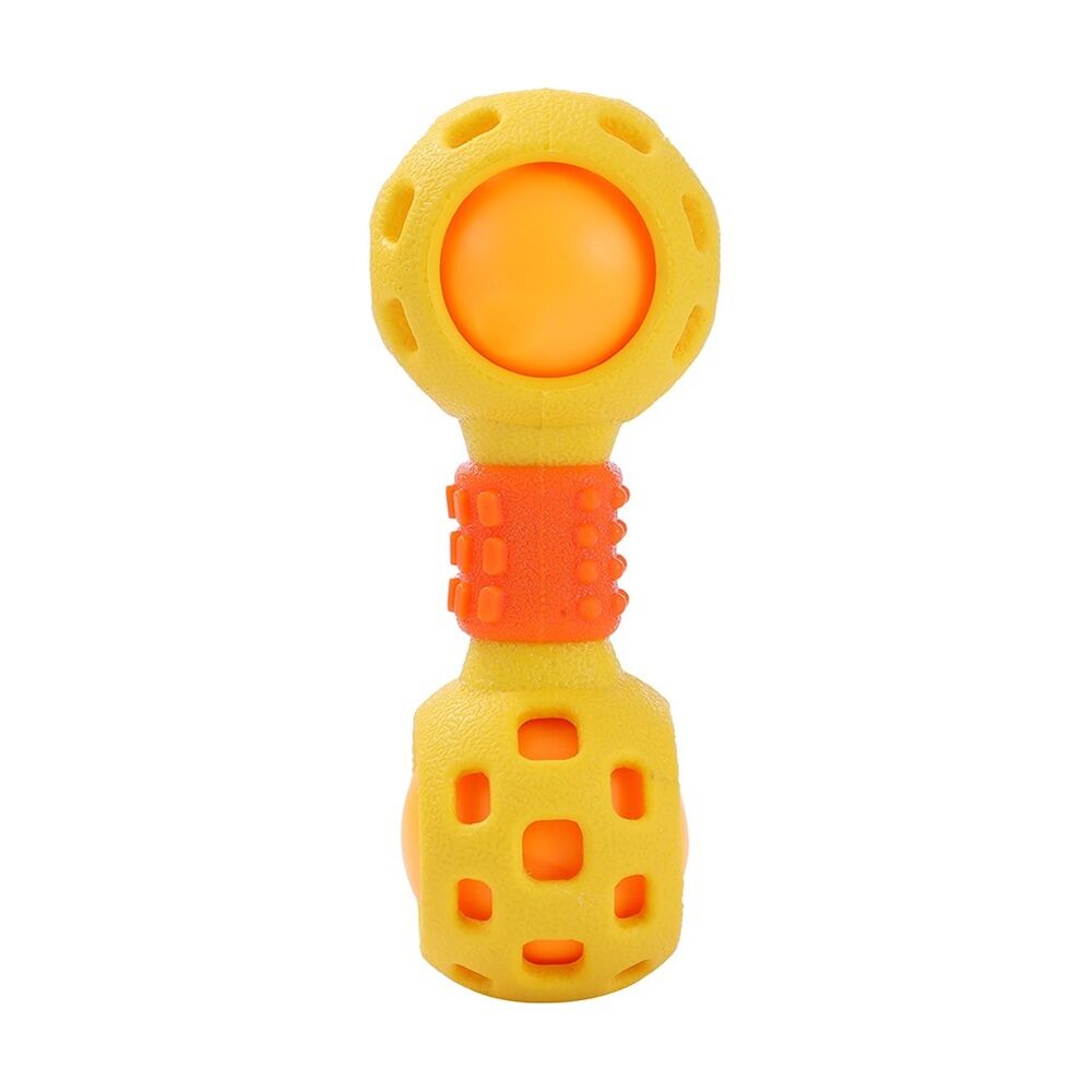 12x Paws And Claws Multi-Function Dumbell Pet Dog Chew Toy W/ Squeaky Ball Assorted