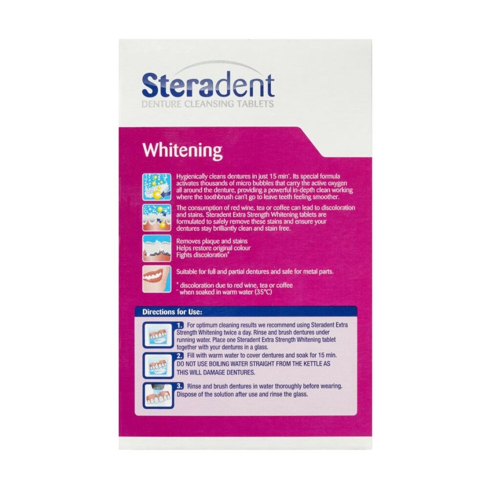 12x 30pc Steradent Denture Cleansing Whitening Tablets Extra Strength