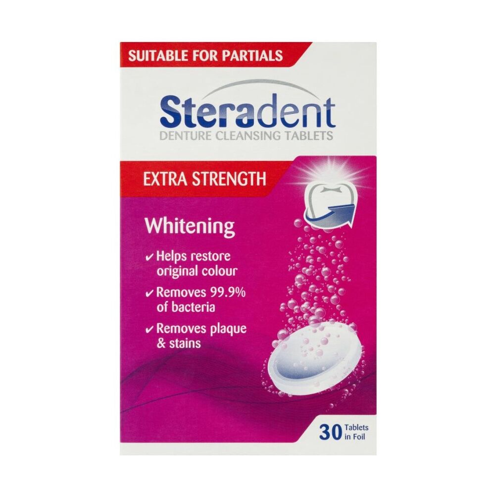 6x 30pc Steradent Denture Cleansing Whitening Tablets Extra Strength