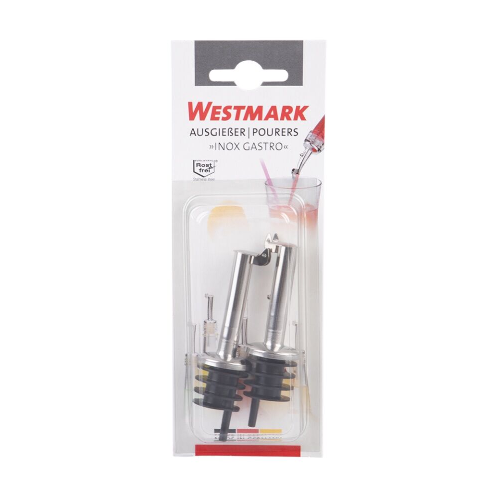 2x 2pc Westmark Stainless Steel Bottle Pourers Set W/ Hinged Metal Cap