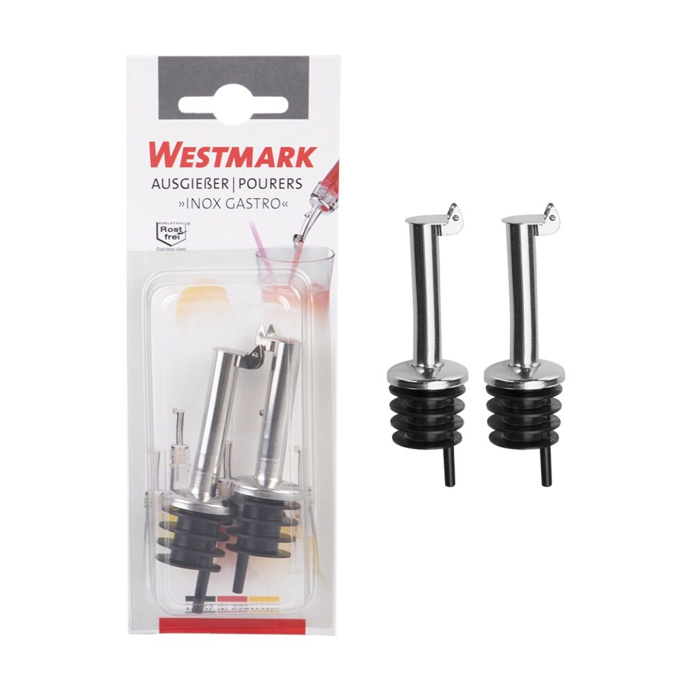 2x 2pc Westmark Stainless Steel Bottle Pourers Set W/ Hinged Metal Cap