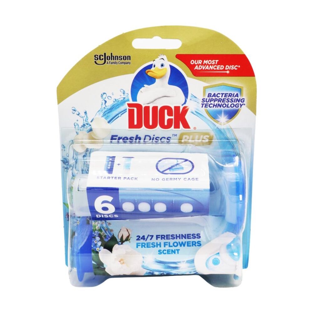 8x 6pc Duck Fresh Discs Plus Gel Toilet Cleaner Flower Scent Freshness