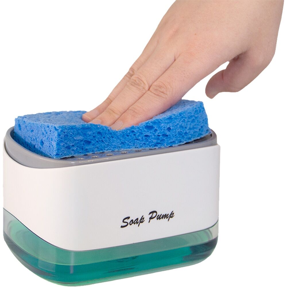Grand Fusion Kitchen Soap Dispensing Sponge Holder 2-in-1 Design