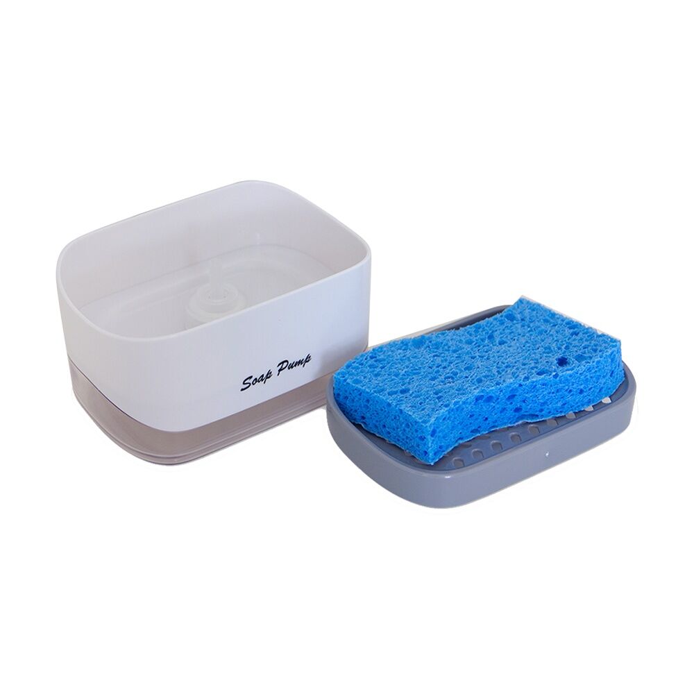 Grand Fusion Kitchen Soap Dispensing Sponge Holder 2-in-1 Design