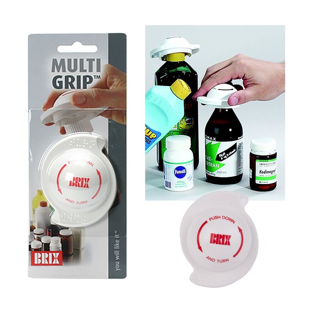 Brix Multigrip Safety Cap Bottle Opener Kitchen Tool White Fits Most Lids