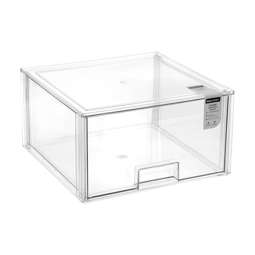Boxsweden Crystal Stackable Organisation Storage Drawer 36.5x36x20cm 23L
