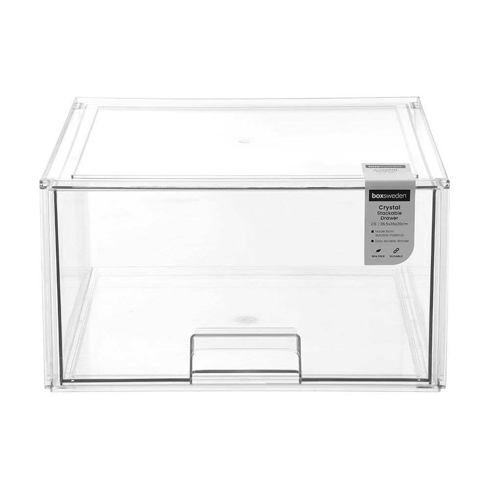 Boxsweden Crystal Stackable Organisation Storage Drawer 36.5x36x20cm 23L