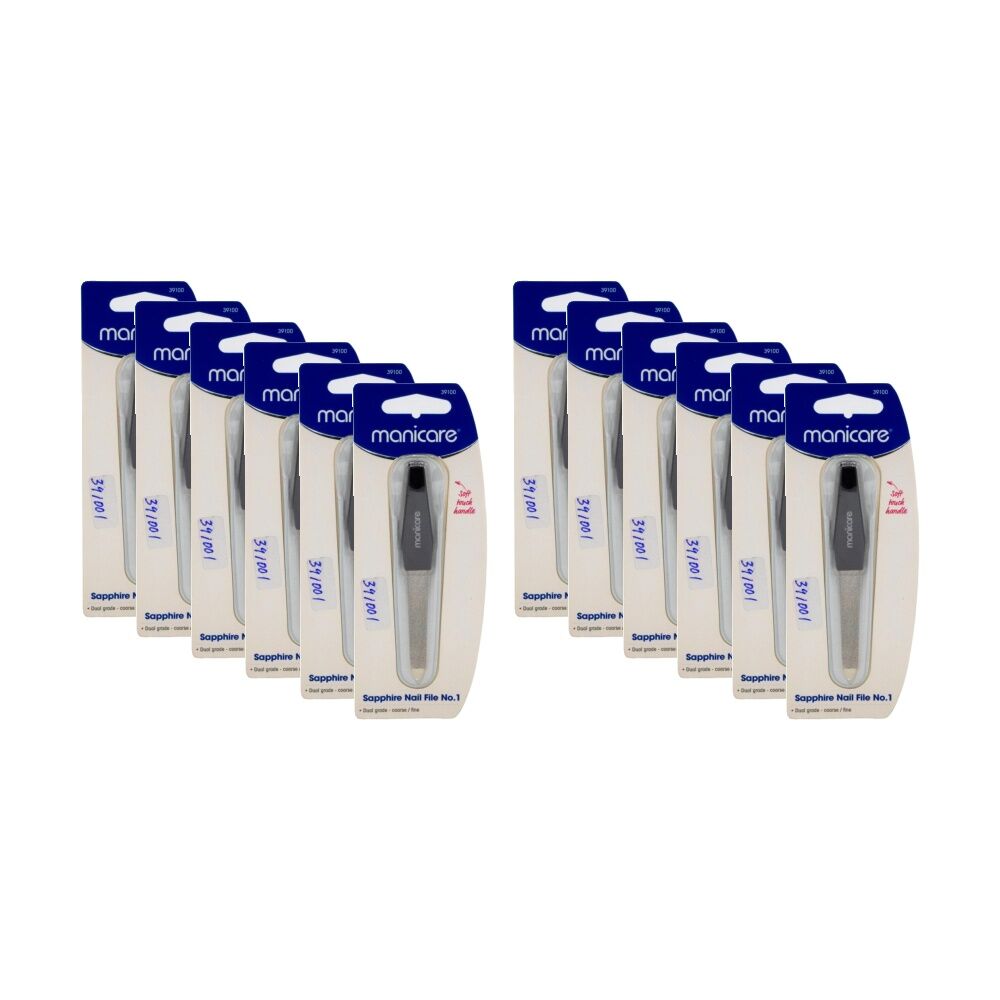12PK Manicare Sapphire Nail File No1 Dual Grade Coarse Fine Beauty Care Tool