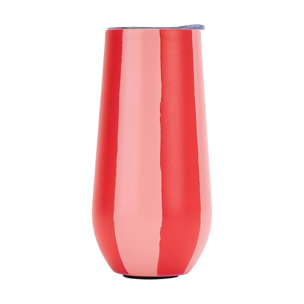 2PK Annabel Trends Sparkling Flute Double Walled Red & Pink Stripe Tumbler 175ml