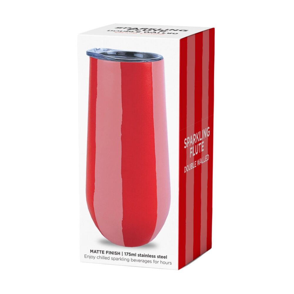 2PK Annabel Trends Sparkling Flute Double Walled Red & Pink Stripe Tumbler 175ml