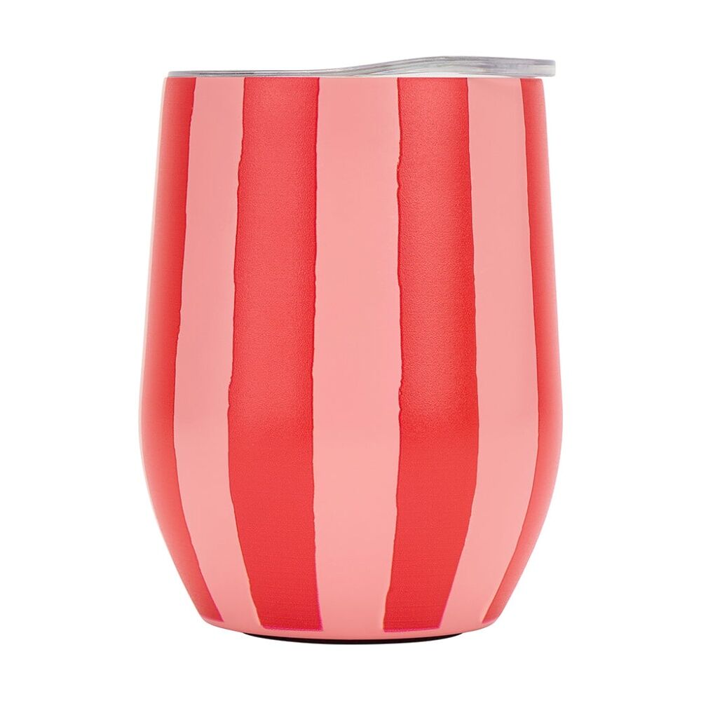 2PK Annabel Trends Drink Tumbler Double Walled Red & Pink Stripe 350ml
